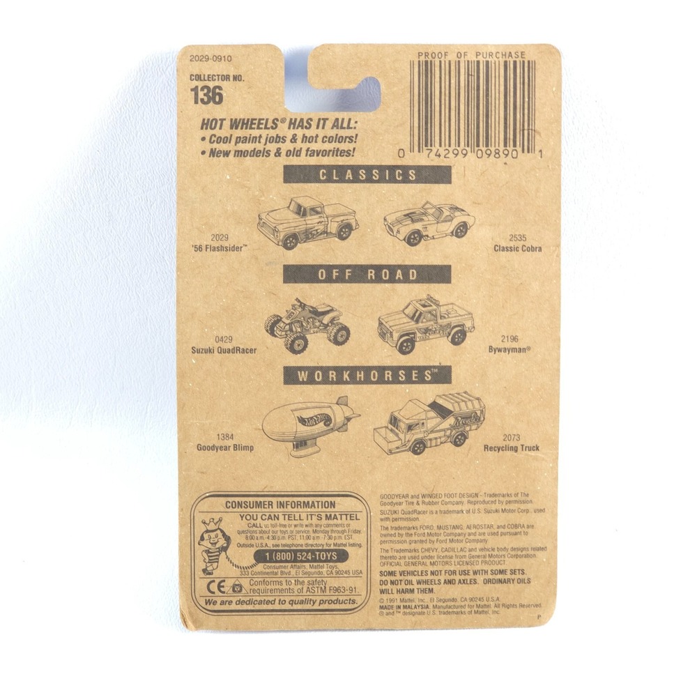 Hot Wheels '56 Flashsider 1991 MOC VTG Collector Number 136 90s Y2K Stepside Bed - Picture 2 of 6